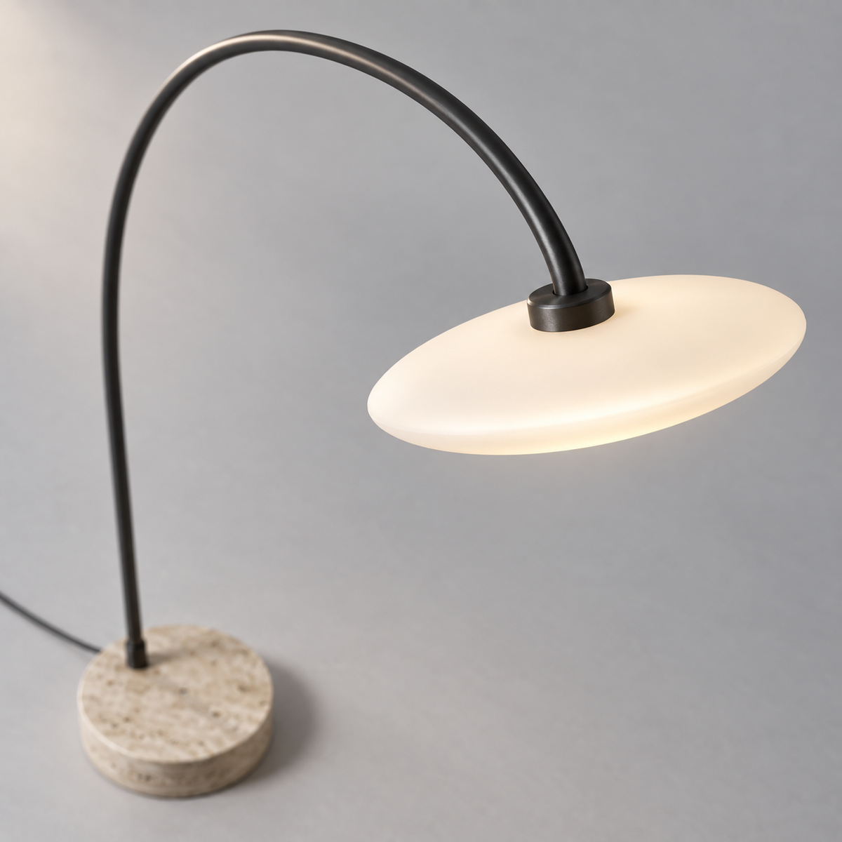 Meridian Arc Floor Lamp arm and light disc connection detail
