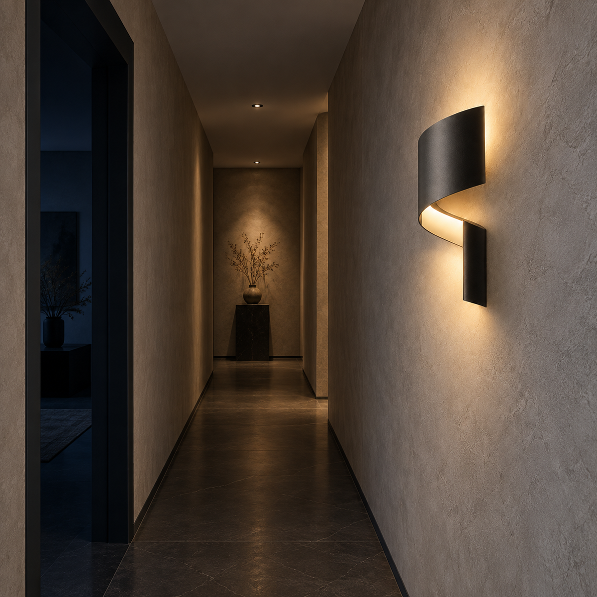 Umbra Ribbon Sconce installed in a mineral hallway