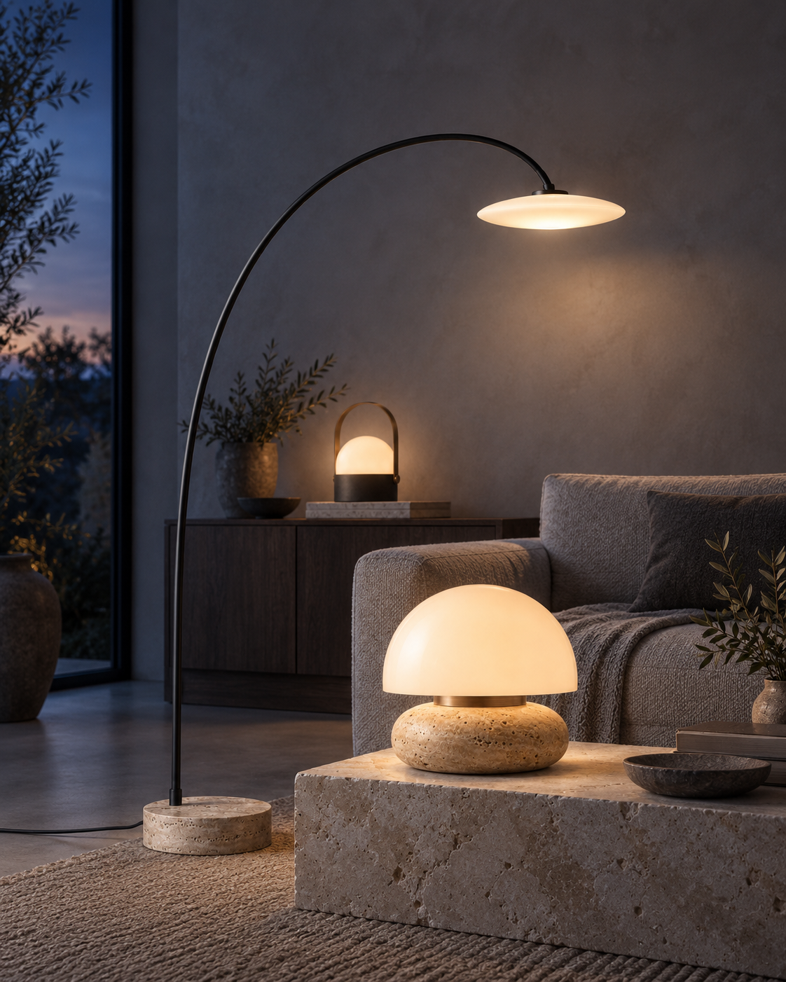 Caldrian lighting composed for a vertical dusk interior