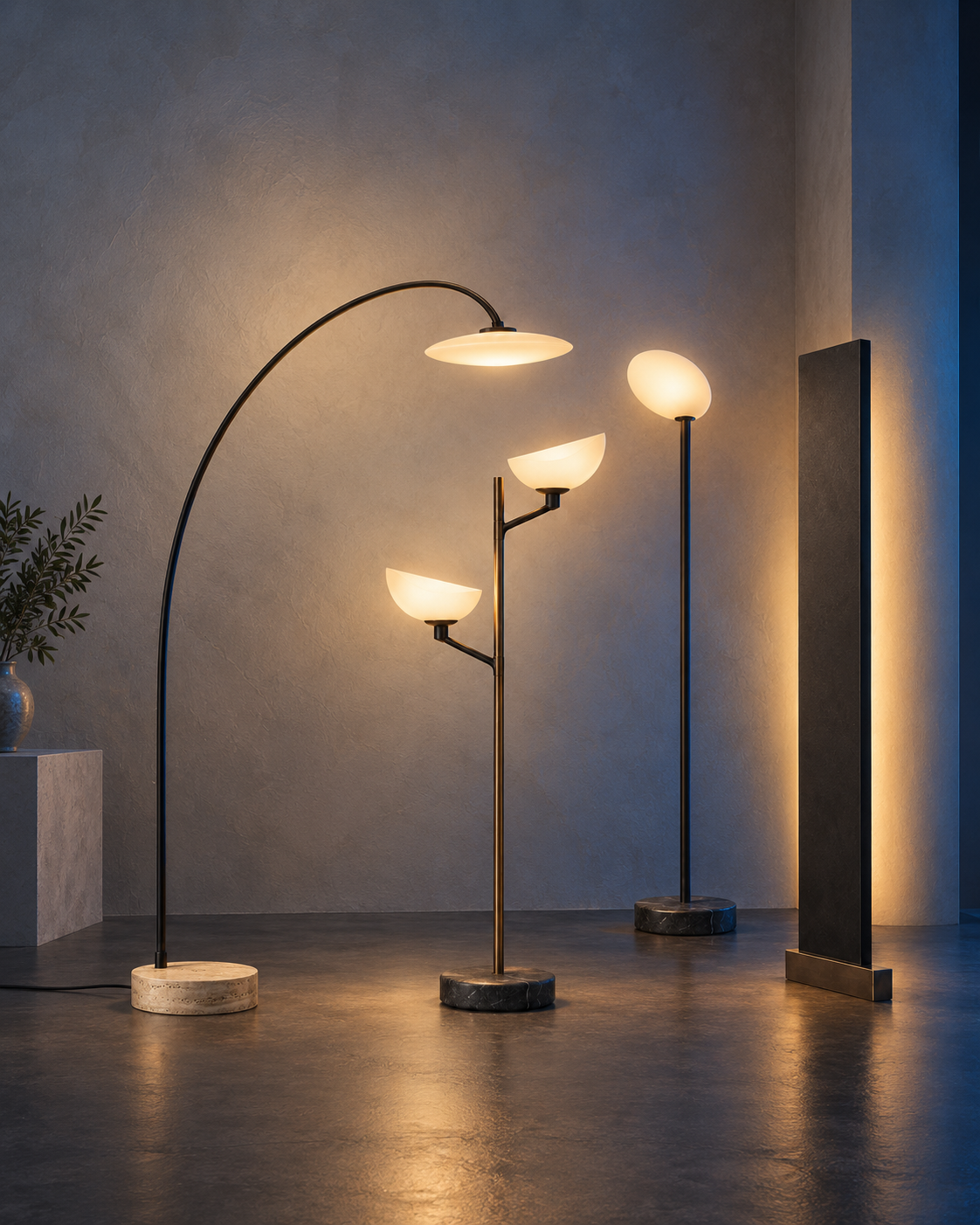 Arc Floor Lamps composed for a vertical view